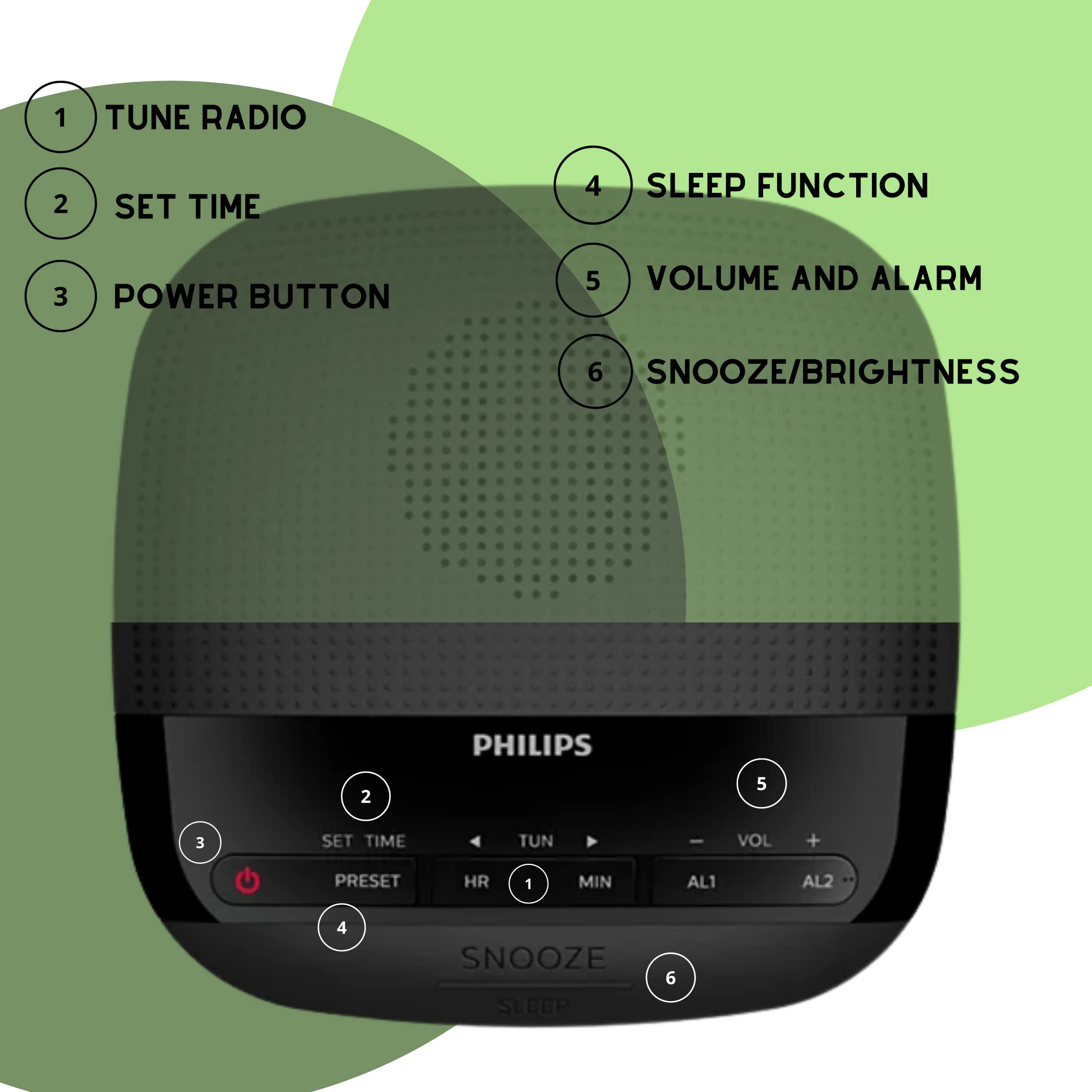 Foto 7 | Radio-despertador Philips Para Dormitorios Con Pantalla Led - Venta Internacional.