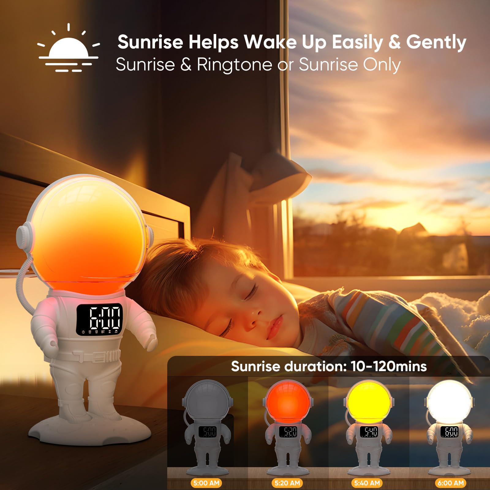 Foto 3 pulgar | Despertador Sunrise Afexaa Astronaut Para Niños Con Mando A Distancia - Venta Internacional.