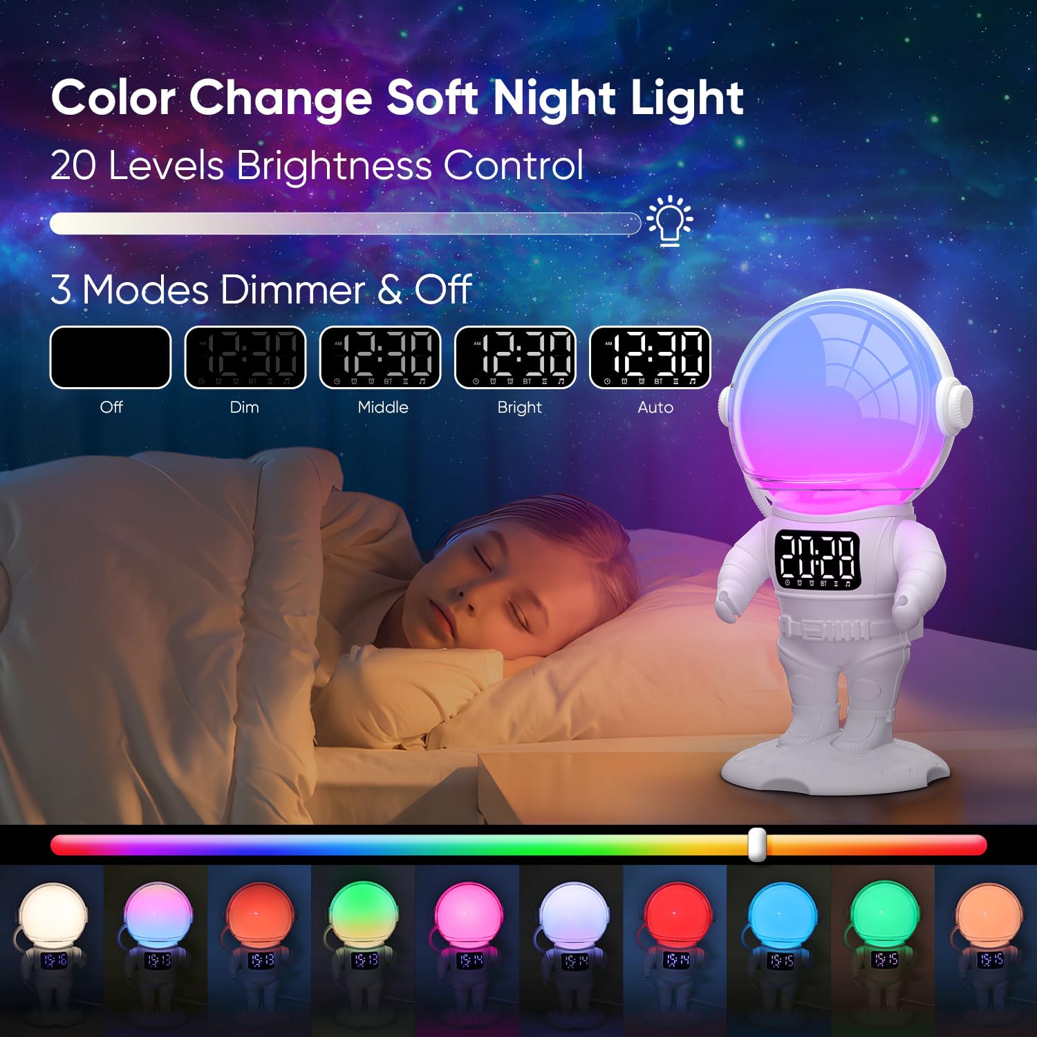 Foto 5 pulgar | Despertador Sunrise Afexaa Astronaut Para Niños Con Mando A Distancia - Venta Internacional.