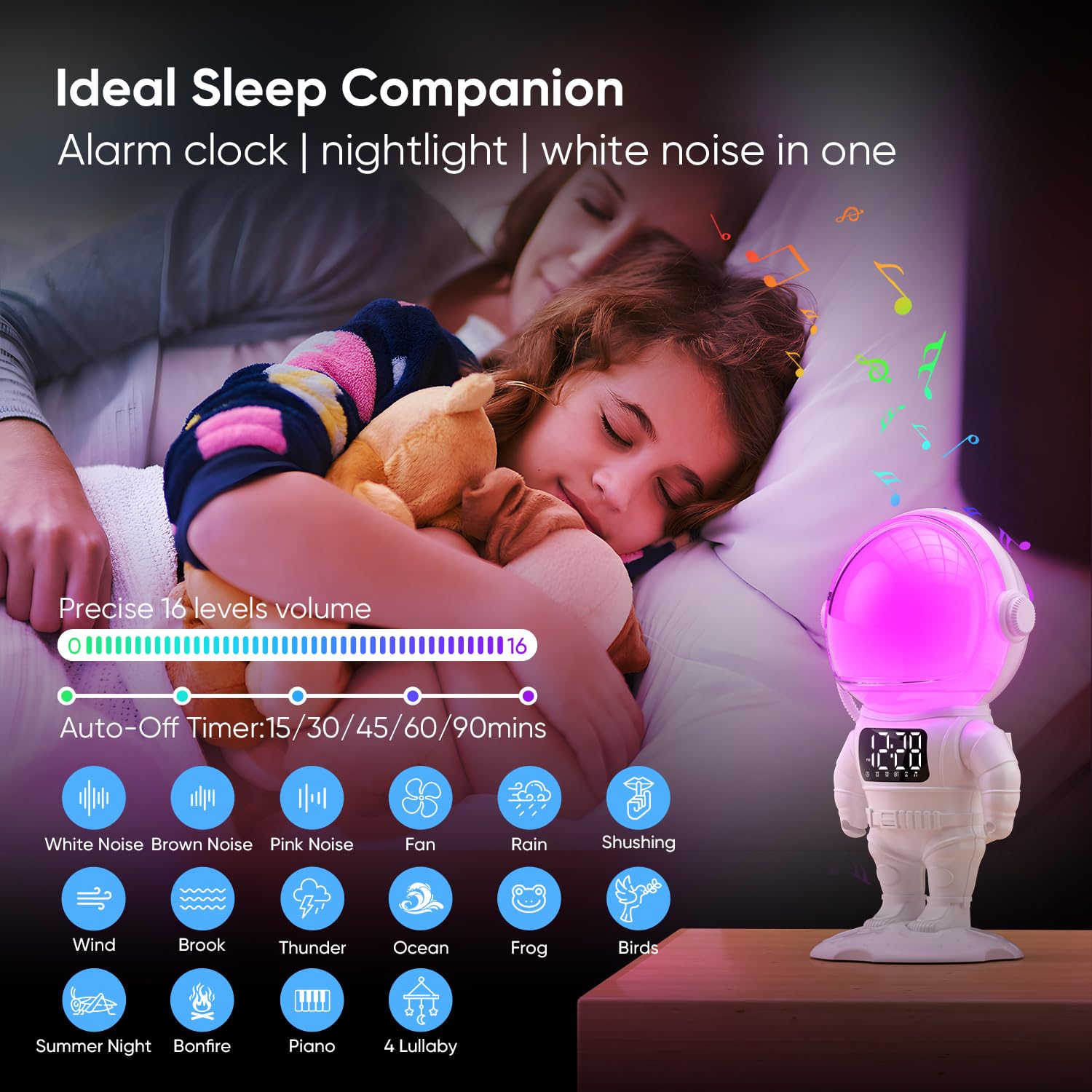 Foto 6 pulgar | Despertador Sunrise Afexaa Astronaut Para Niños Con Mando A Distancia - Venta Internacional.