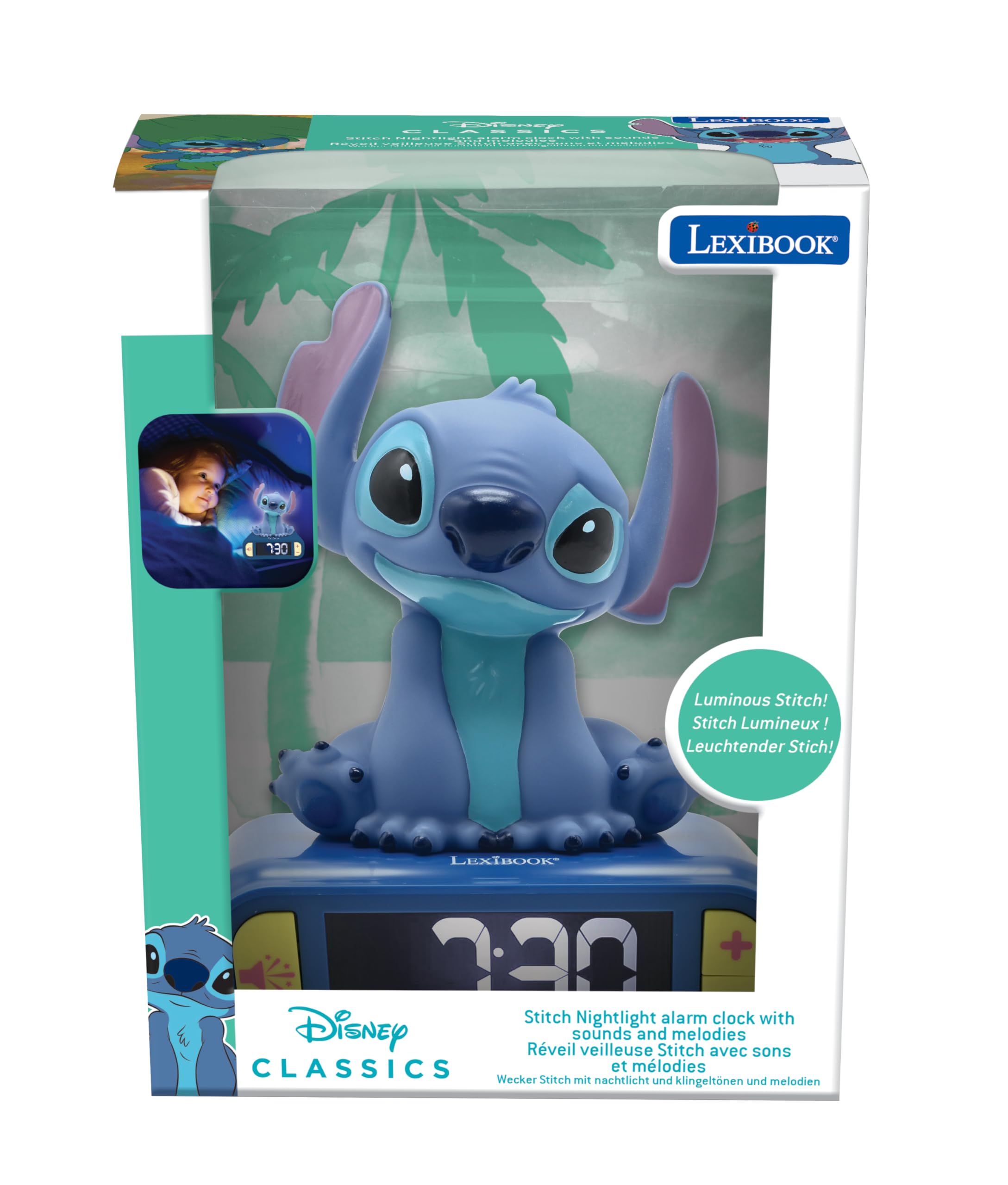 Foto 4 pulgar | Reloj Despertador Nightlight Lexibook Disney Stitch Rl800d Azul - Venta Internacional.