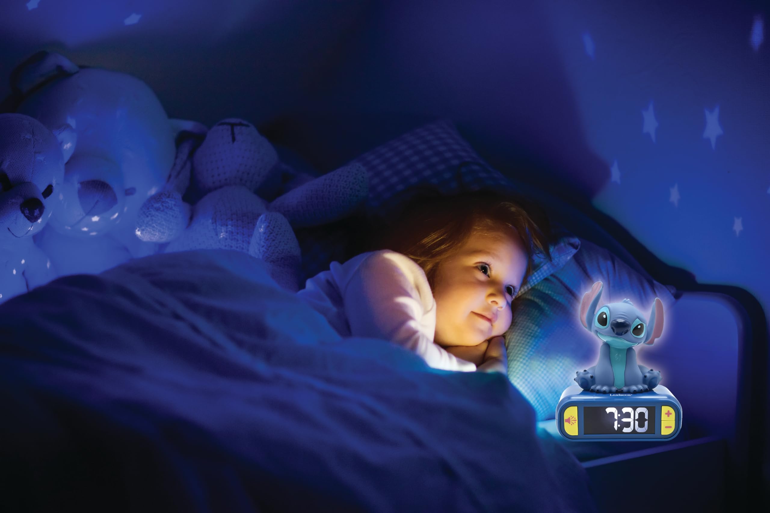 Foto 5 | Reloj Despertador Nightlight Lexibook Disney Stitch Rl800d Azul - Venta Internacional.