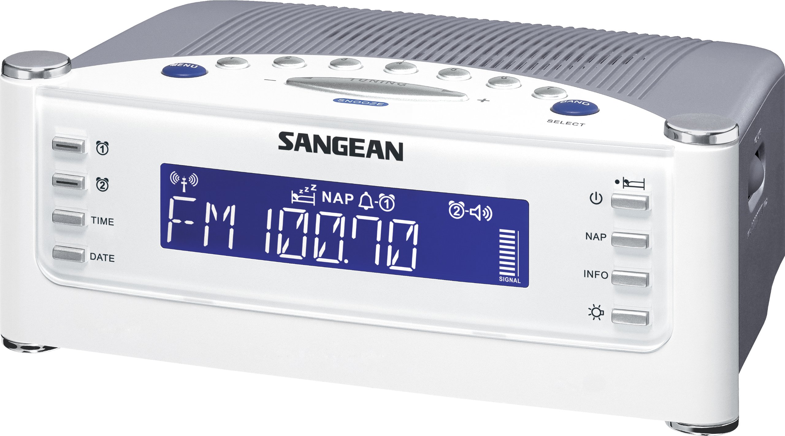Foto 1 | Radio-reloj Sangean Rcr-22 Atomic Fm/am Con Entrada Auxiliar Plateada - Venta Internacional.
