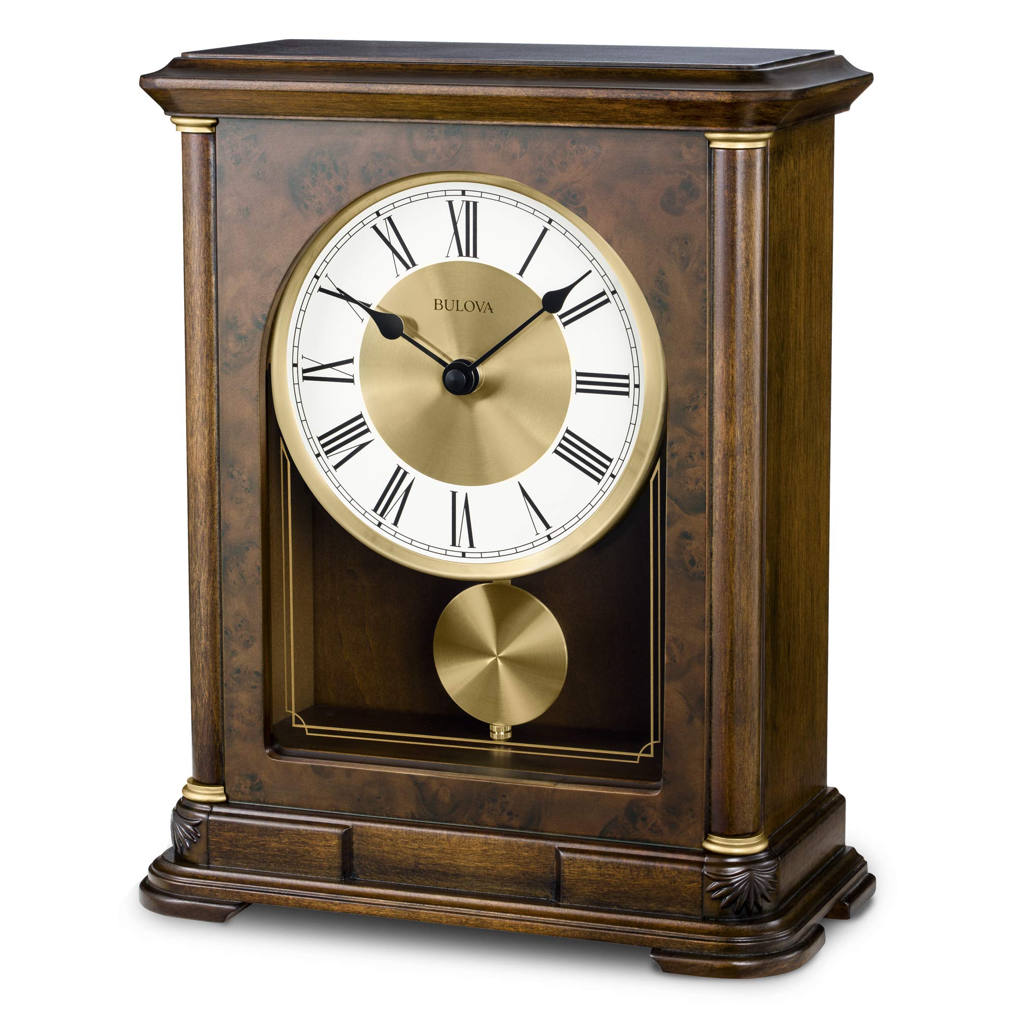 Reloj De Sobremesa Bulova Vanderbilt B1860, Madera De Nogal Cálido - Venta Internacional.