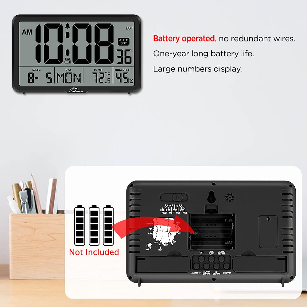 Foto 4 | Reloj De Pared Digital Wallarge Cl6002 Con Temperatura Y Humedad - Venta Internacional.
