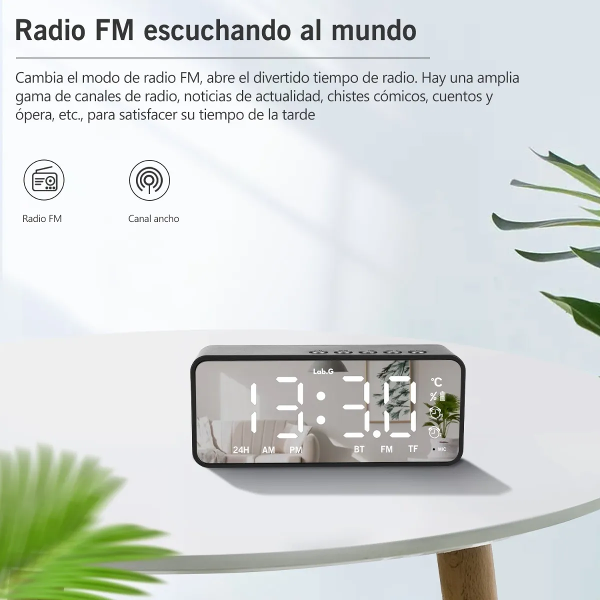 Foto 4 | Reloj Despertador Digital Radio Y Altavoz Bluetooth Lab.g Negro