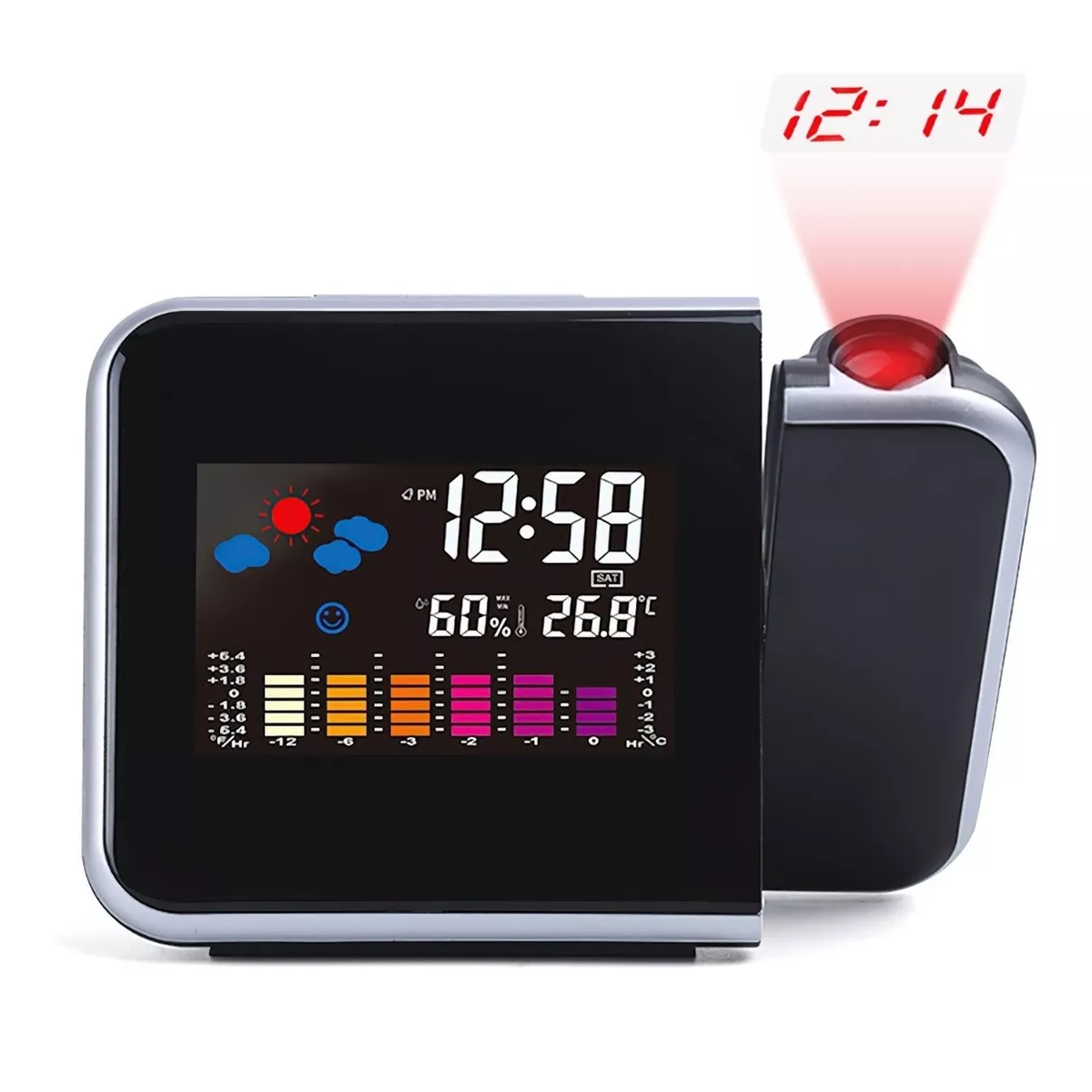 Foto 2 | Reloj Despertador Proyector con Termómetro Higrómetro Eo Safe Imports Esi-6471 color Negro