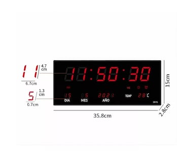 Foto 2 | Reloj de Pared Led con Termómetro Belug color Negro