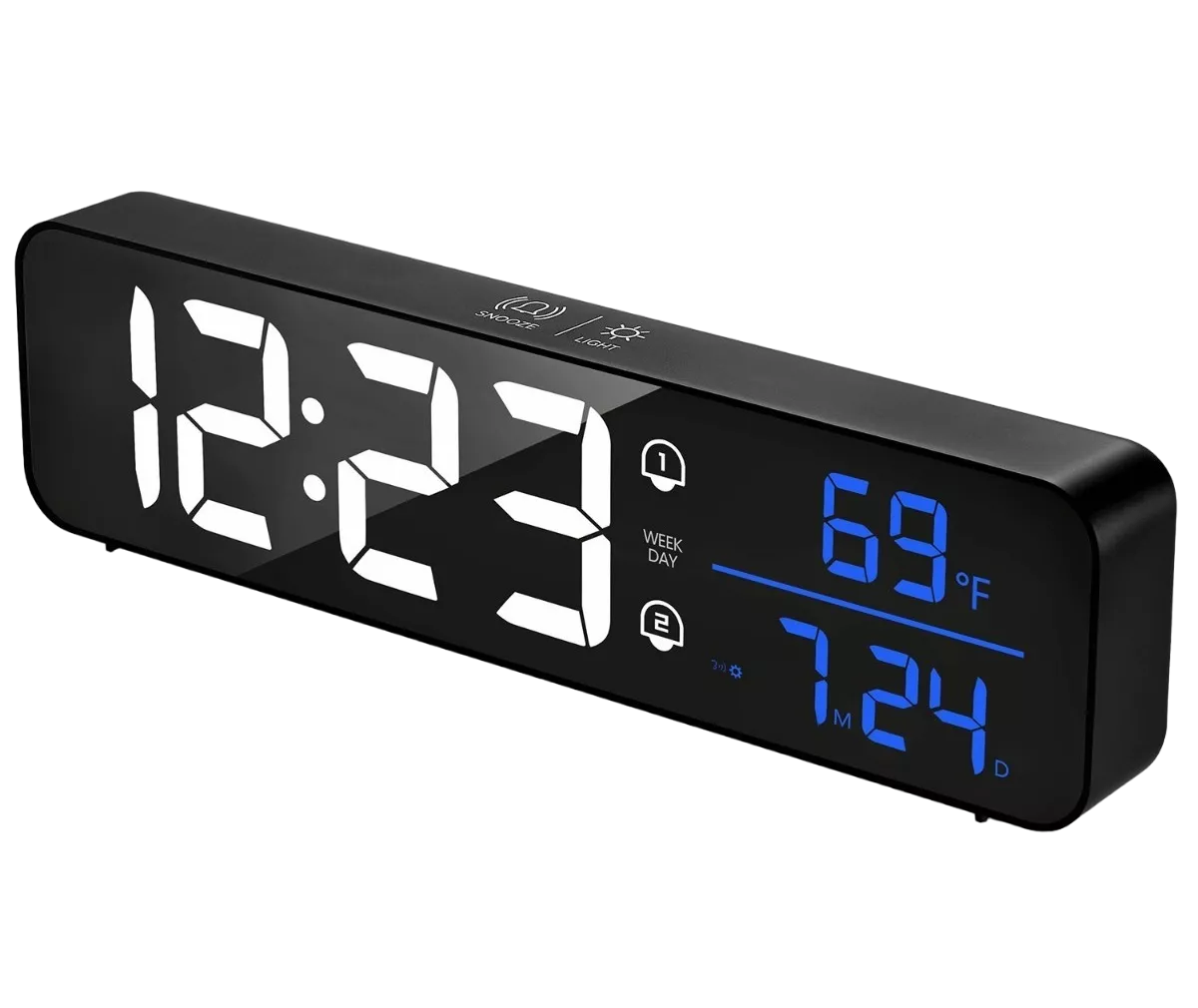 Foto 2 pulgar | Reloj Despertador Digital Visualización Grande Led Negro