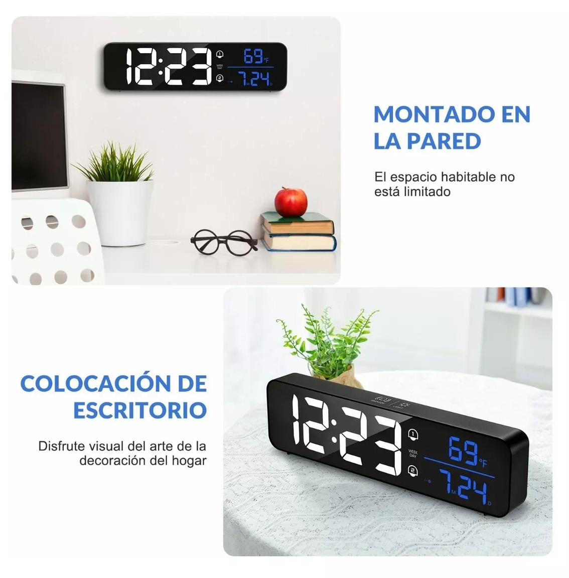 Foto 5 pulgar | Reloj Despertador Digital Visualización Grande Led Negro
