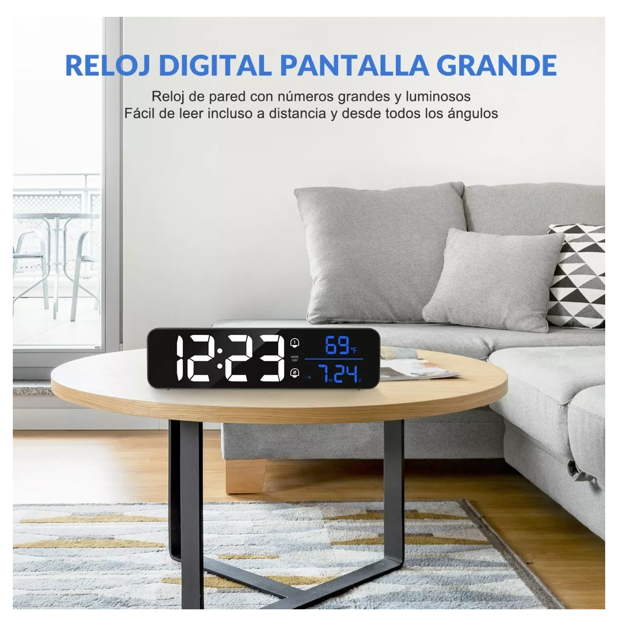Foto 6 pulgar | Reloj Despertador Digital Visualización Grande Led Negro