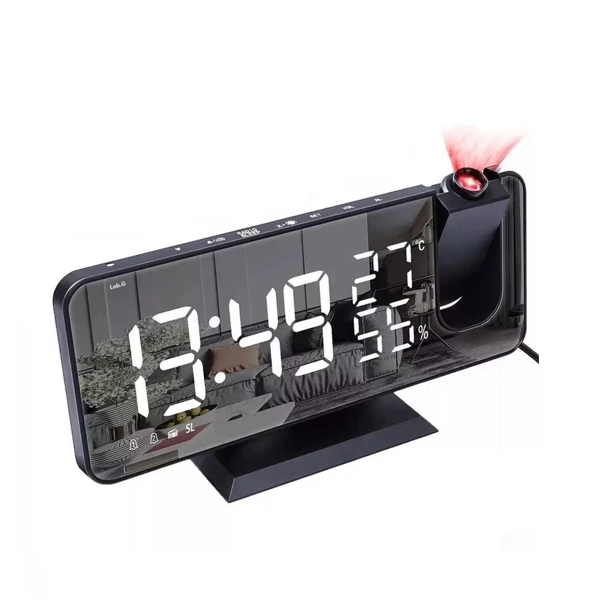 Reloj Despertador Led Proyector Y Pantalla Grande Lab.g Negro