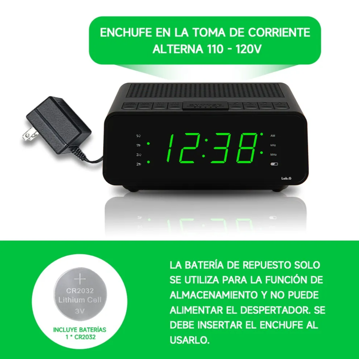 Foto 5 | Radio Reloj Fm/am Despertador Digital Lab.g Negro