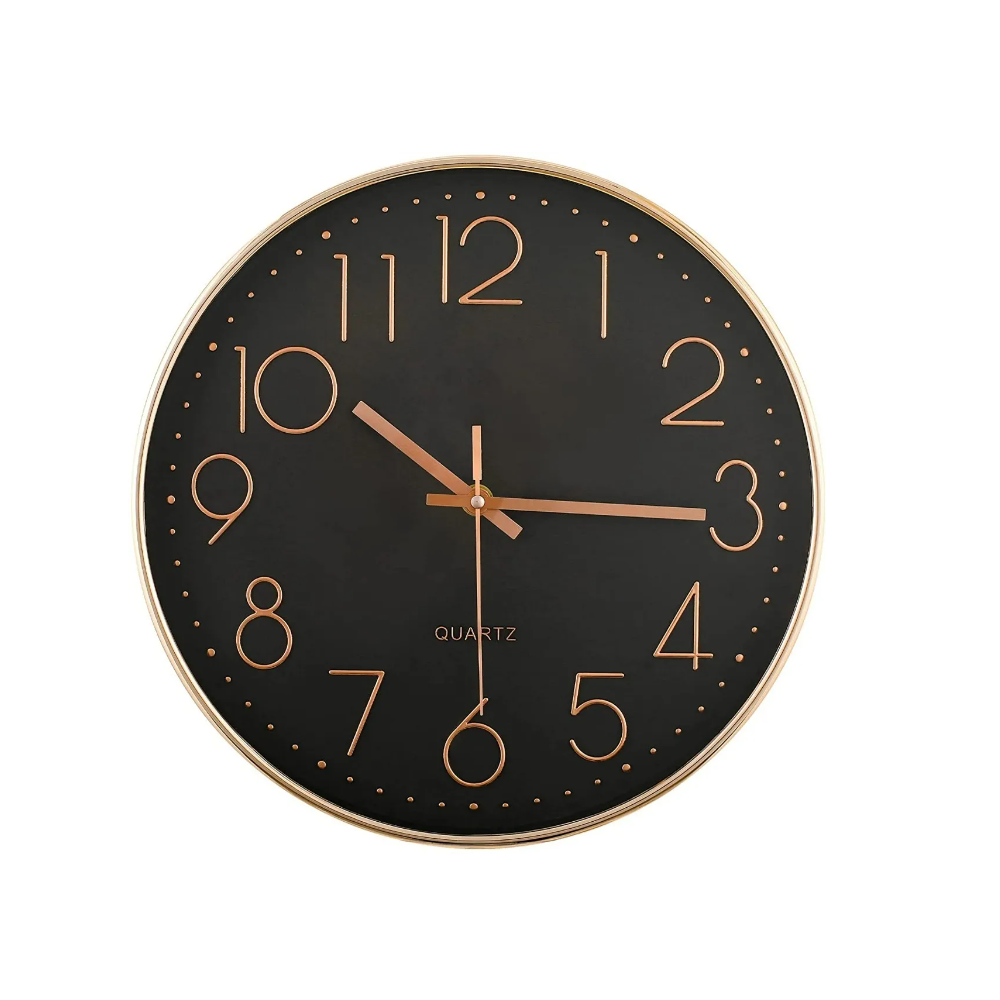 Reloj de Pared Quartz Decorativo Moderno 3D Cuarzo color Negro