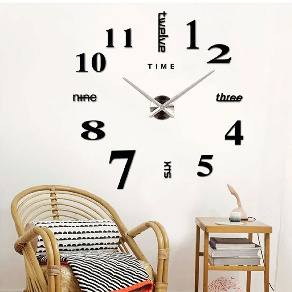 Foto 6 pulgar | Reloj para Pared HappyWare de Números Gigante 3D Negro con Plata