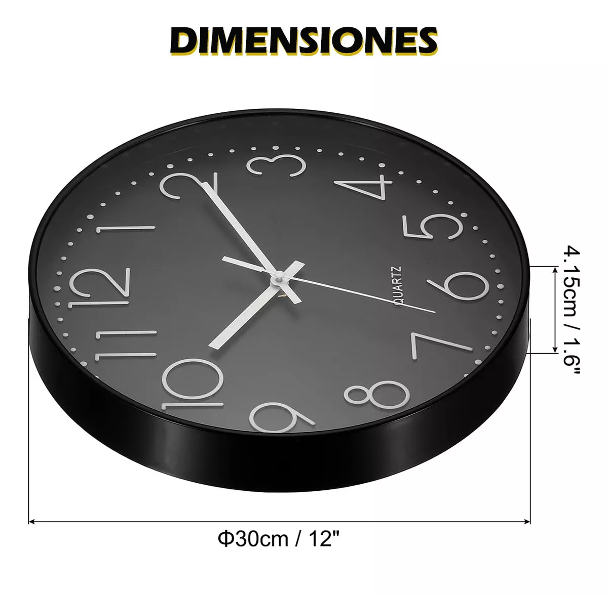 Foto 3 pulgar | Reloj De Pared Minimalista Moderno Negro Grande Decorativo