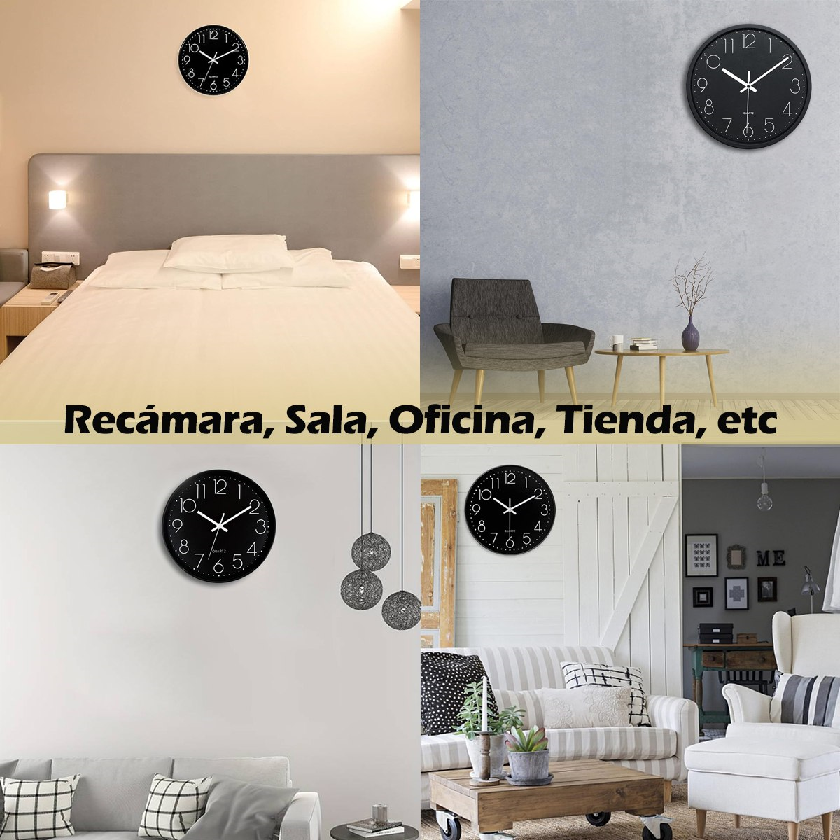 Foto 5 pulgar | Reloj De Pared Minimalista Moderno Negro Grande Decorativo