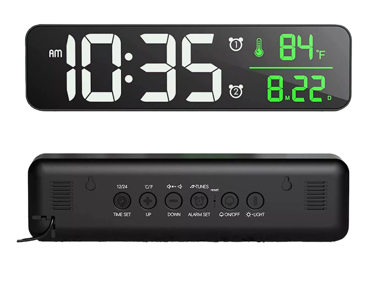 Reloj De Pared Digital Led Con Termómetro Alarmas Calendario color Negro