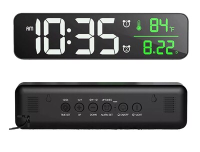 Foto 1 | Reloj De Pared Digital Led Con Termómetro Alarmas Calendario color Negro
