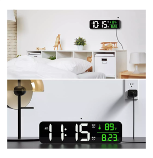 Foto 3 | Reloj De Pared Digital Led Con Termómetro Alarmas Calendario color Negro