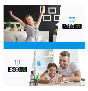Foto 4 | Reloj De Pared Digital Led Con Termómetro Alarmas Calendario color Negro