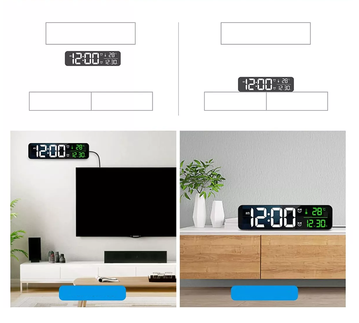 Foto 4 | Reloj De Pared Digital Led Con Termómetro Alarmas Y Fecha, Negro