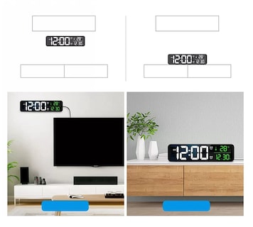 Foto 4 | Reloj De Pared Digital Led Con Termómetro Alarmas Y Fecha, Negro
