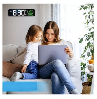 Foto 5 | Reloj De Pared Digital Led Con Termómetro Alarmas Y Fecha, Negro