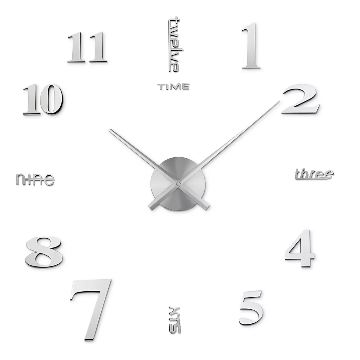 Reloj de Pared 3D Moderno Grande Eo Safe Imports Esi-12974 Plata