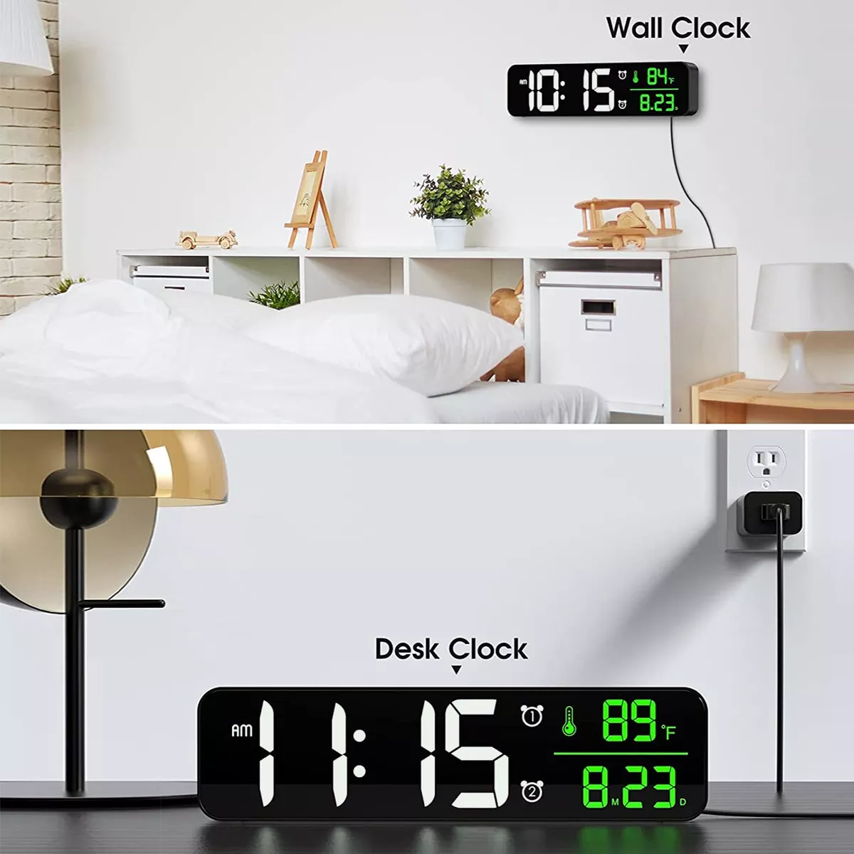 Foto 4 pulgar | Reloj de Pared Digital Led Eo Safe Imports Esi-12983 Con Termómetro Alarmas Calendario