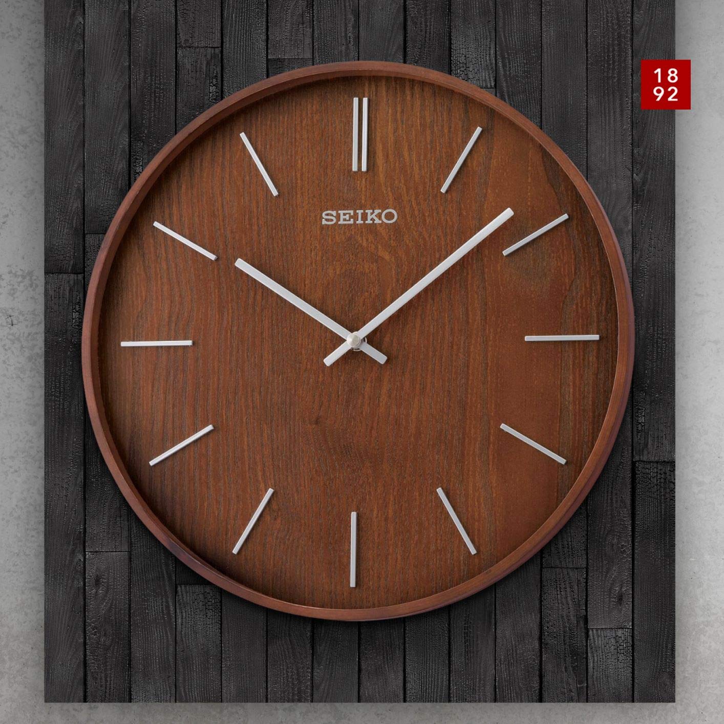 Foto 2 | Reloj de Pared Seiko Maddox Chapado en Fresno Marrón Tono Plateado 3D - Venta Internacional