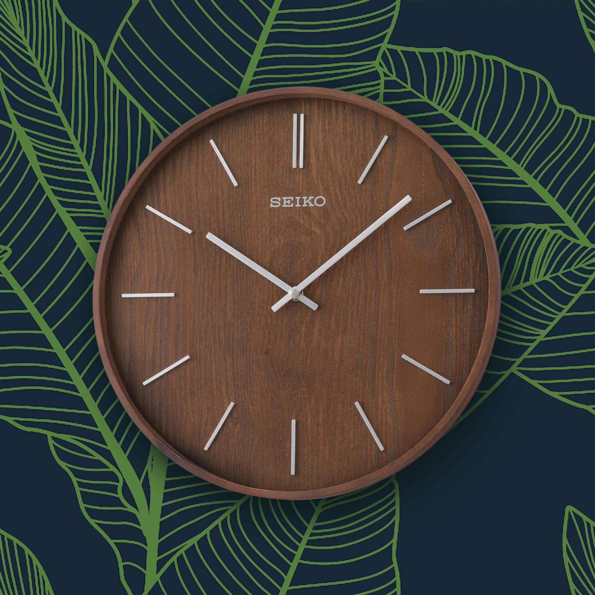 Foto 4 pulgar | Reloj de Pared Seiko Maddox Chapado en Fresno Marrón Tono Plateado 3D - Venta Internacional