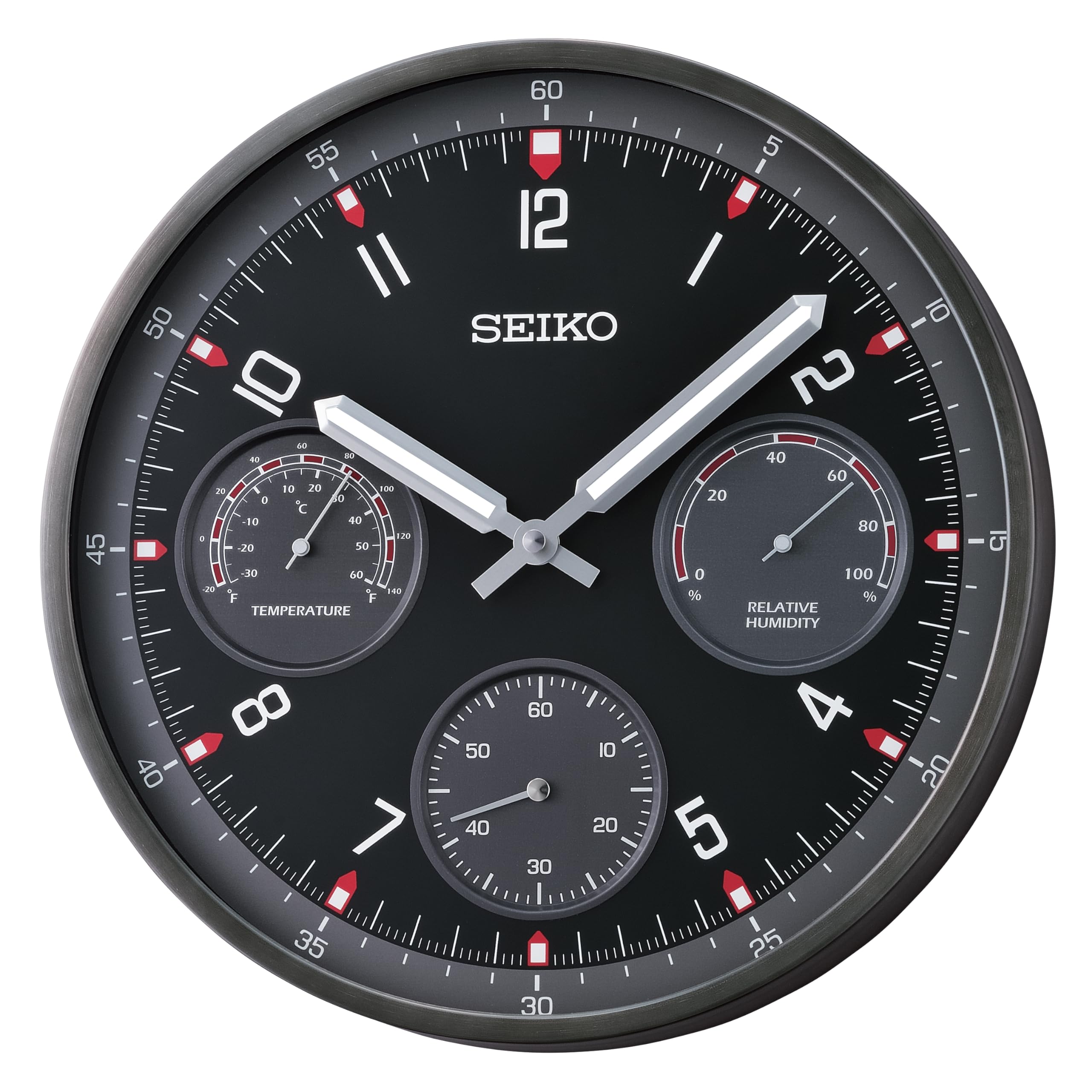 Foto 2 pulgar | Reloj de Pared Seiko Shelby 33 Cm Negro Con Temperatura - Venta Internacional