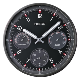 Foto 1 | Reloj de Pared Seiko Shelby 33 Cm Negro Con Temperatura - Venta Internacional