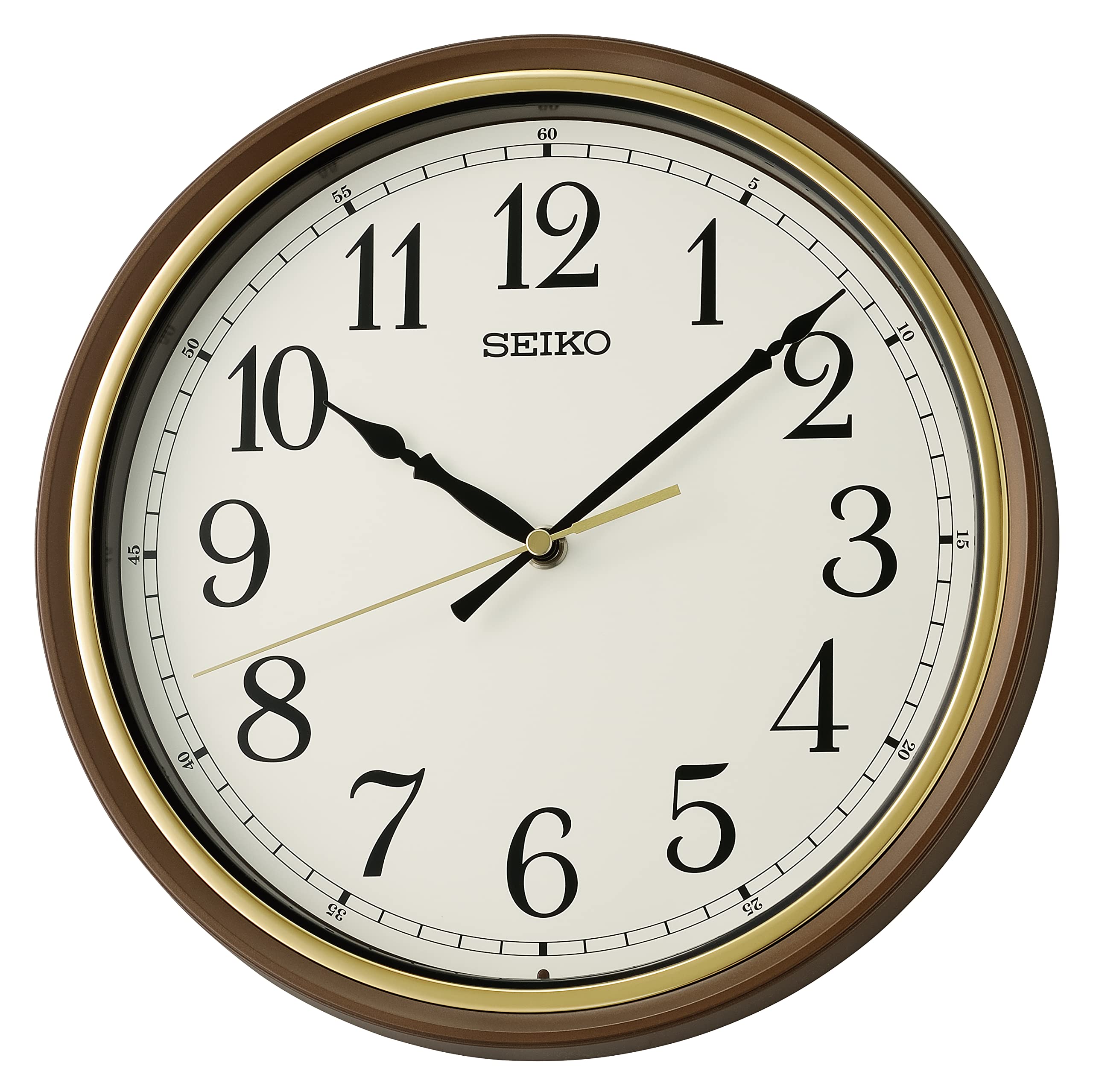 Reloj de Pared Seiko Oita Marrón Metalizado de 28 cm - Venta Internacional