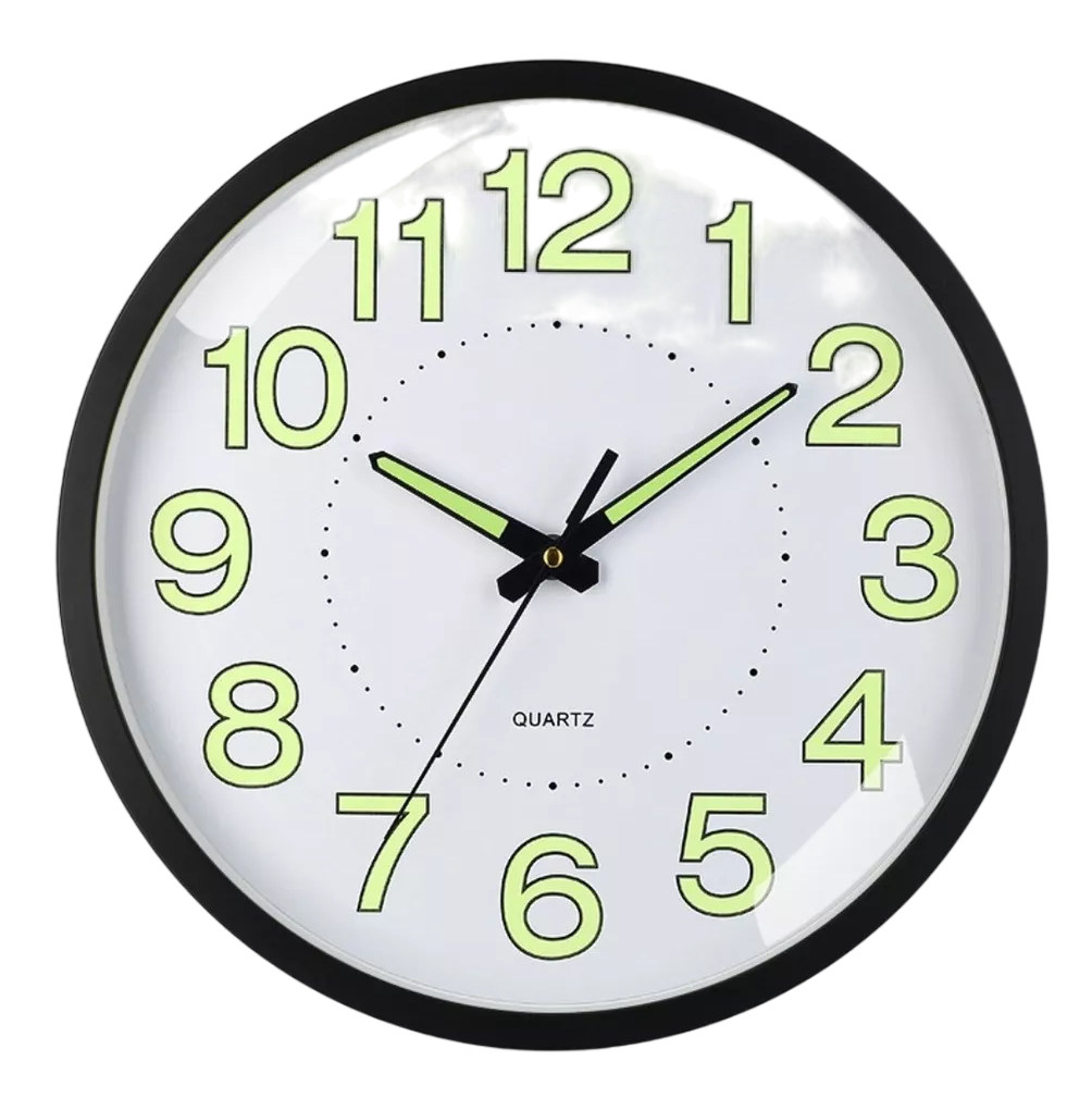 Reloj De Pared, 30 Cm Grande Moderno Luminoso Negro