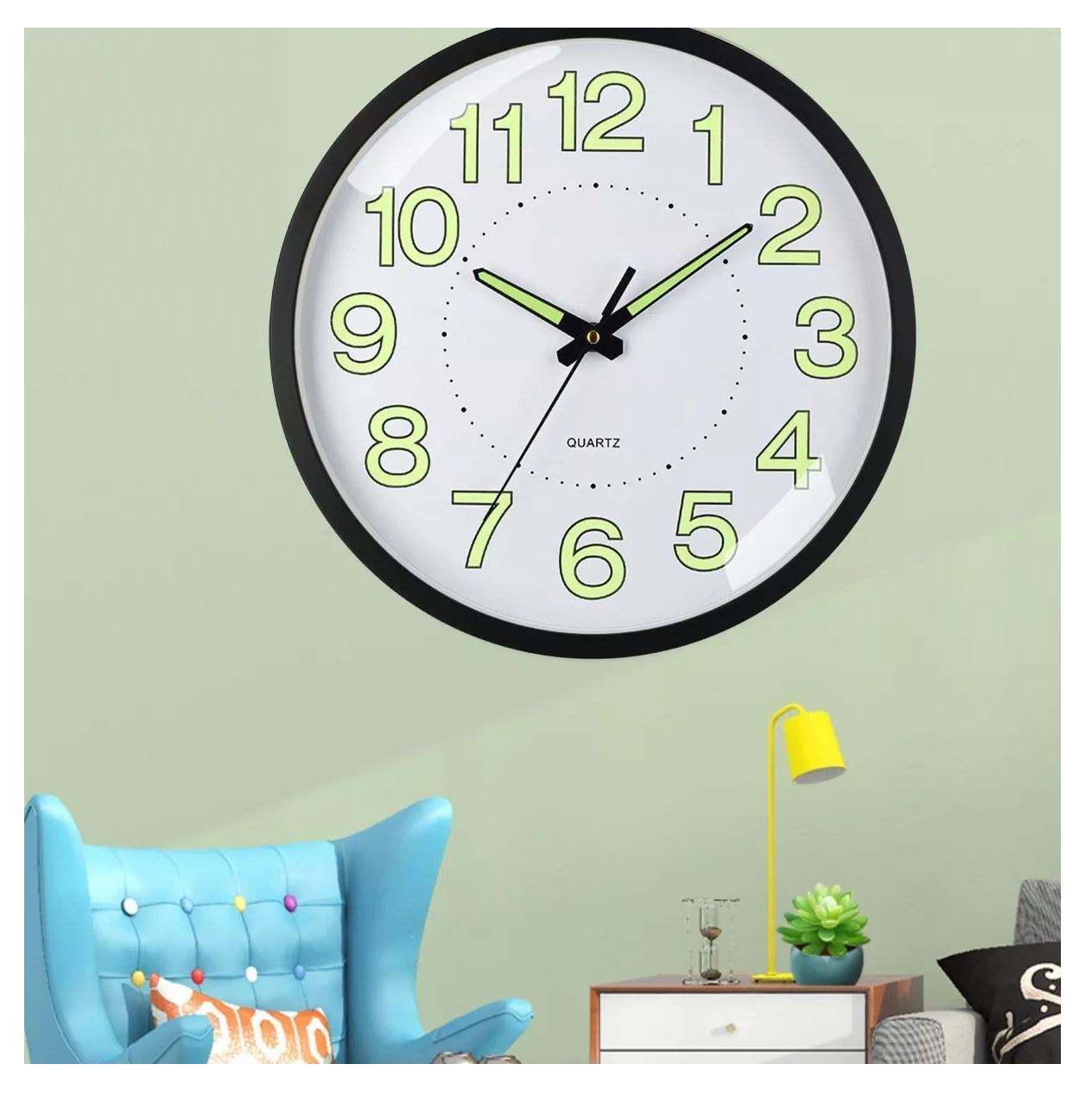 Foto 3 | Reloj De Pared, 30 Cm Grande Moderno Luminoso Negro