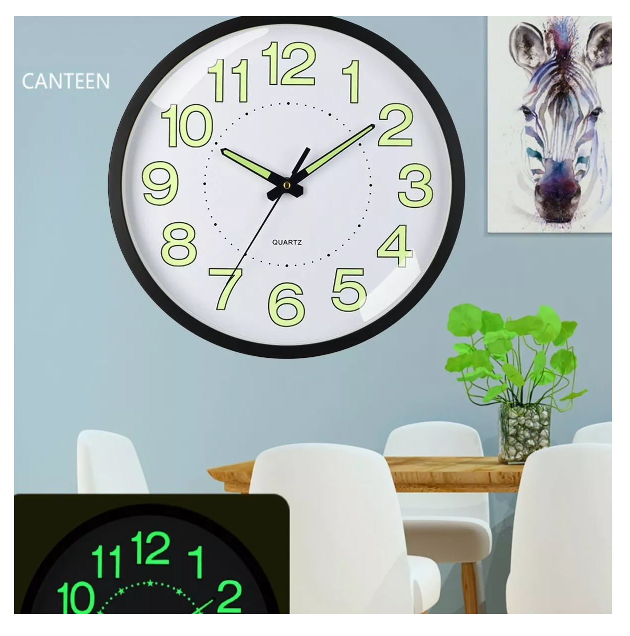 Foto 5 pulgar | Reloj De Pared, 30 Cm Grande Moderno Luminoso Negro