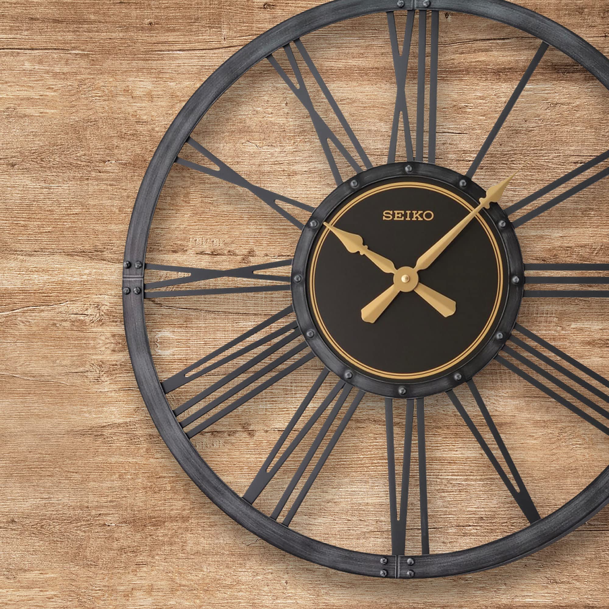 Foto 4 | Reloj de Pared Seiko Bennett Antique Black Farmhouse Industrial - Venta Internacional