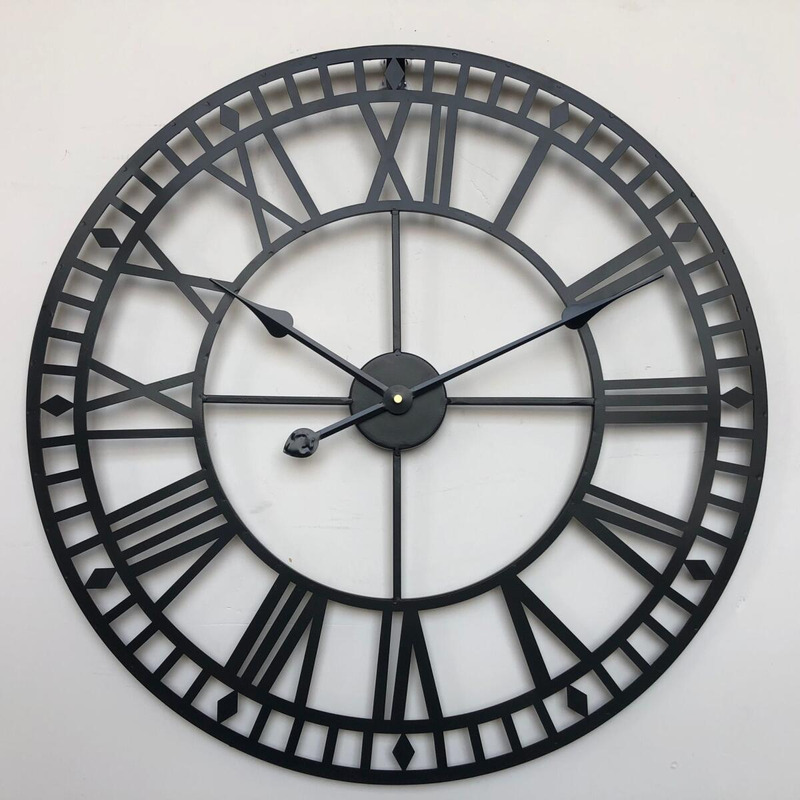 Foto 2 pulgar | Reloj De Pared Romano De Hierro Negro De Estilo Europeo De 60 Cm - Venta Internacional.