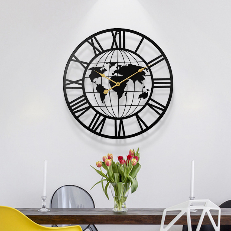 Foto 4 | Reloj De Pared Creative Map De Hierro Forjado, 60 Cm, Doble Cara - Venta Internacional.