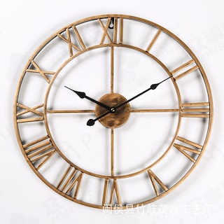 Foto 1 | Reloj De Pared Europeo Dorado Redondo De Hierro Romano De 40 Cm - Venta Internacional.