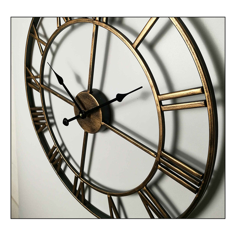 Foto 3 pulgar | Reloj De Pared Europeo Dorado Redondo De Hierro Romano De 40 Cm - Venta Internacional.