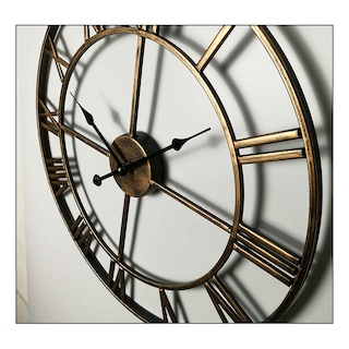 Foto 2 | Reloj De Pared Europeo Dorado Redondo De Hierro Romano De 40 Cm - Venta Internacional.