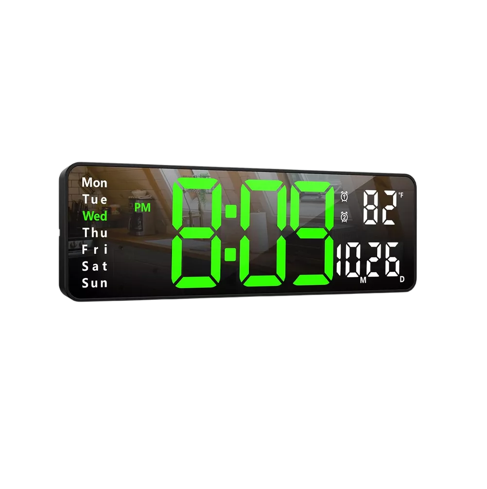 Reloj De Pared Digital Led Decorativo Con Termómetro Alarmas Negro