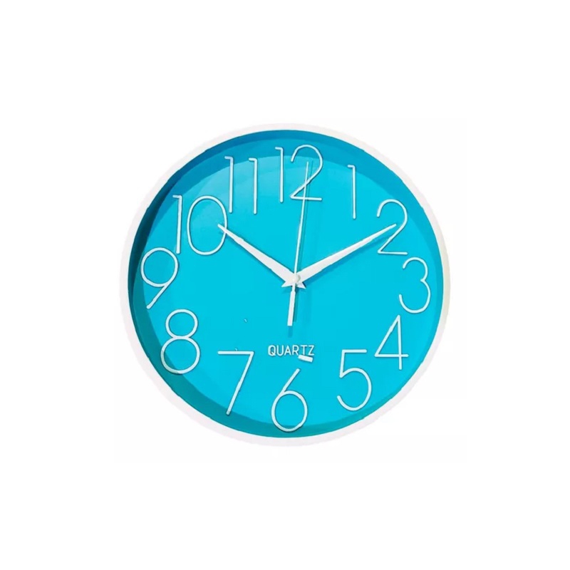 Foto 2 pulgar | Reloj Mural Decorativo De Pared De 25 Cm, Redondo, Color Turquesa Silencioso - Venta Internacional.