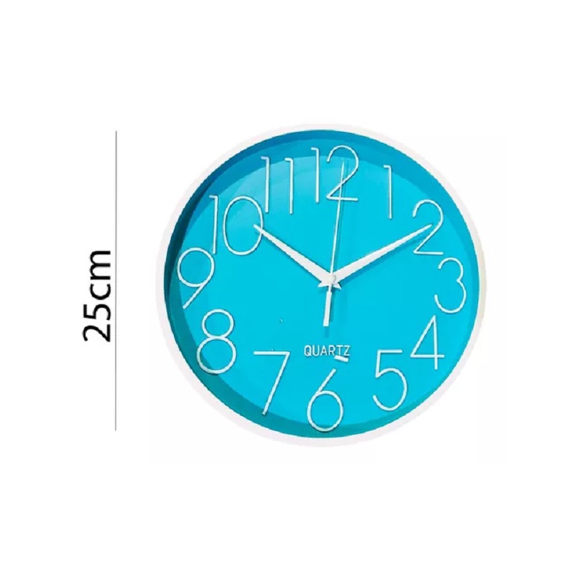 Foto 4 pulgar | Reloj Mural Decorativo De Pared De 25 Cm, Redondo, Color Turquesa Silencioso - Venta Internacional.