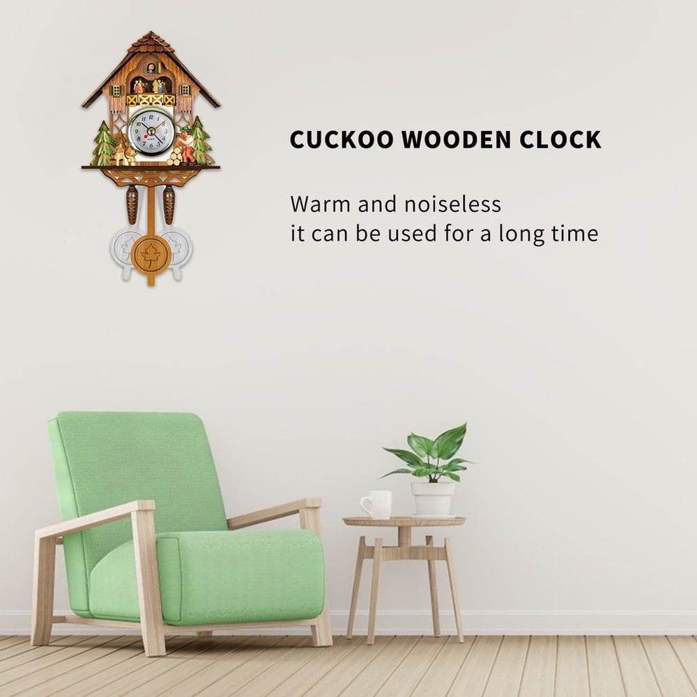 Foto 3 pulgar | Reloj de Pared Vintage de Madera con Forma de Campana de Cuco Estilo Escandinavo - Venta Internacional