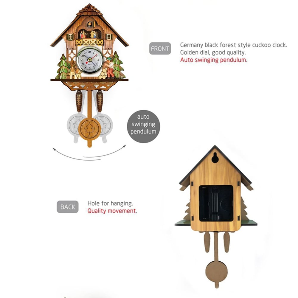 Foto 3 | Reloj de Pared Vintage de Madera con Forma de Campana de Cuco Estilo Escandinavo - Venta Internacional