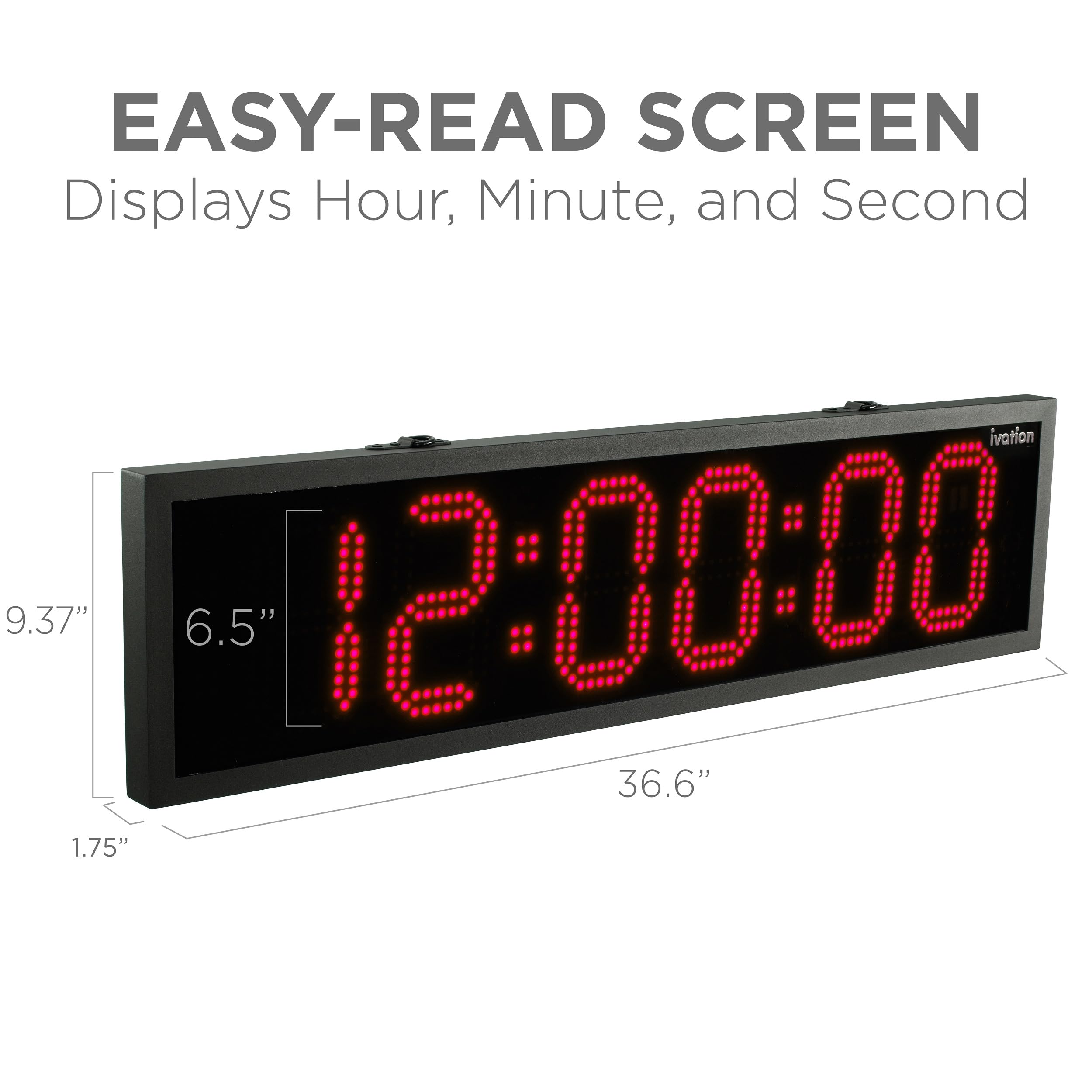 Foto 5 pulgar | Reloj Exterior Ivation Huge, 91 Cm, Resistente Al Agua Con Cronómetro Rojo - Venta Internacional.